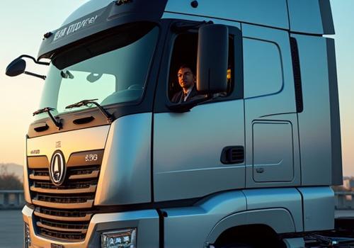 大型トラックを運転するプロのドライバー