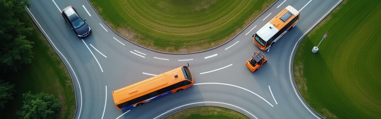 多様な運転コースとトレーニング車両の鳥瞰図