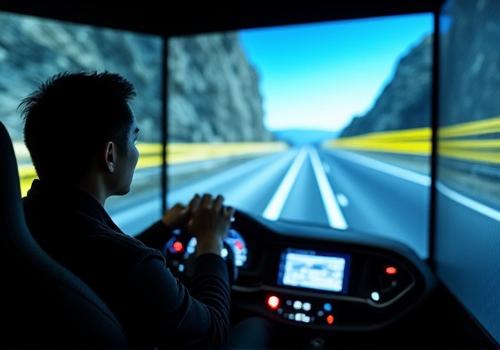 最先端のドライビングシミュレーターを使用している人